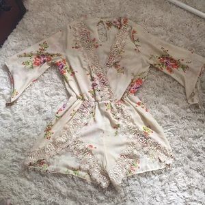 Flowered lace romper size small